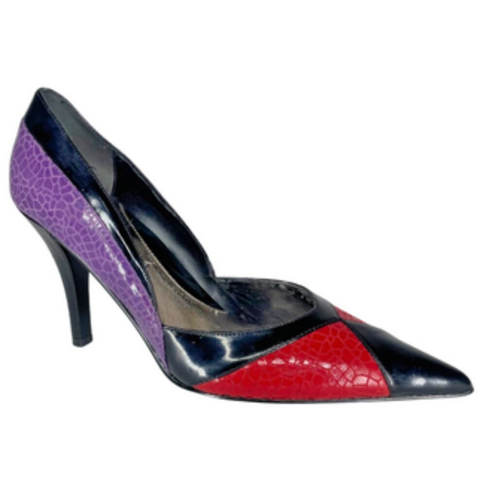 J.Reneé Kipp Multi-Color Faux Croc Patent Leather Pointed Toe Pumps Heels 9.5 - Picture 2 of 12